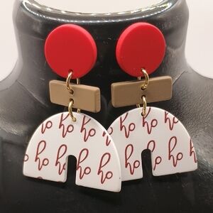Red and White 'Ho Ho' Statement Earrings